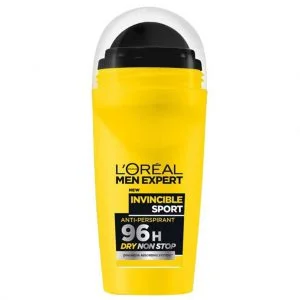 رول ضد تعریق مردانه لورآل | L'OREAL مدل INVINCIBLE زرد حجم 50 میل